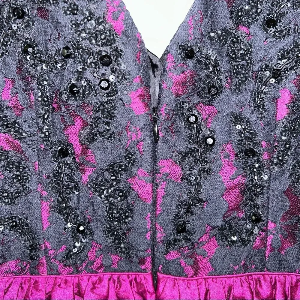 Aidan Mattox Lace Sequin Tulle Sleeveless Dress